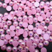 Cuentas de perlas planas para decoración de uñas, material de plástico ABS, imitación de media perla, Color rosa, 1,5mm-12mm 2024 - compra barato