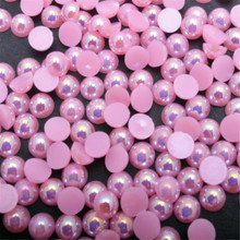 Loose 1.5mm-12mm Pink AB Color Bling DIY Half Round Flatback Pearl Beads ABS Plastic Imitation Half Pearl Nail Arts Decoration 2024 - buy cheap