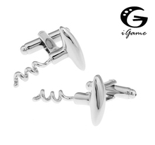 iGame Men Gift Corkscrew Cuff Links Silver Color Copper Material Novelty Red Wine Opener Design Free Shipping 2024 - buy cheap