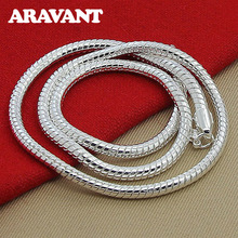 Hot Sale 925 Silver 4MM Snake Chains Necklaces For Women Men Fashion Silver Jewelry 2024 - buy cheap