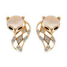 Women Fashion Hollow Fox Faux Opal Rhinestone Ear Studs Party Club Earrings hot 2024 - buy cheap