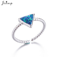 Женские Треугольные кольца Jisensp, модные кольца с геометрическим узором для девушек, подарочное кольцо для открытия, блестящие синие кольца для помолвки, украшения 2024 - купить недорого