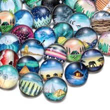 50pcs/Lot Mixed Silent Village Pattern Glass Charms 18mm Snap Button Jewelry For 18mm Snaps Bracelet Snap Jewelry KZHM032 2024 - buy cheap
