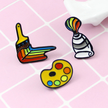Painting Tools Palette Paint Tube Brush Brooch Rainbow Art  Paint pigment Enamel Pins for Friend kid Hat Bag Accessories Jewelry 2024 - compre barato
