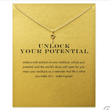 2018 New Hollow Key Pendant Short Chain Choker Necklace For Women Golden Heart wish necklace with card Jewelry As gift UNLOCK 2024 - buy cheap