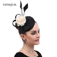 Charming Flower Fascinator Hats Vintage Race Wedding Headpiece Black Fedora Cocktail Tea Party Church Hats Hair Clips Accessory 2024 - buy cheap