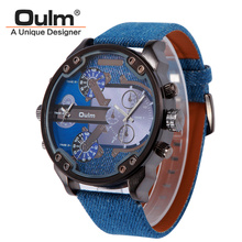 Brand Oulm Watch Double Movement Men Quartz Relojes Sports Leather Strap Watch Fashion Male Men military Wristwatch New Clock 2024 - buy cheap