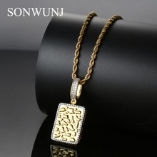 Bling bling Hip Hop Gold Pendant Brass Micro pave with CZ stones Necklace Jewelry for men and women CN018 2024 - buy cheap