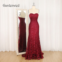 Gardenwed-vestido de noche de encaje burdeos, elegante, escote corazón, sin espalda, hasta el suelo, Formal, largo 2024 - compra barato