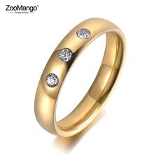 ZooMango Trendy Gold Color 3Pcs CZ Crystal Rings For Women Girls 316L Stainless Steel Wedding Engagement Ring Jewelry ZR19031 2024 - buy cheap