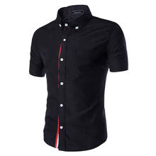 Men Shirt Designer Brand 2018 Male Short Sleeve Shirts Casual Slim Fit Black Dress Shirts Mens Hawaiian 3XL 3656 2024 - buy cheap