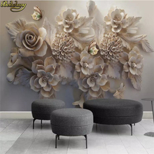 Beibehang-papel tapiz personalizado de flores en relieve, murales de fotos de mariposa para decoración de sala de estar, Fondo de TV, pintura de papel de pared 2024 - compra barato
