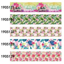 (50 yards/lot) Watercolor flower printed floral ribbons and foe elastic ribbon for women hair accessories 2024 - buy cheap