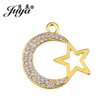 JUYA-Colgante de circonia con forma de luna y estrella, joyería para hacer colgantes, collar musulmán, pendiente, joyería artesanal, 5 uds. 2024 - compra barato