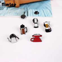 Timlee X077  Free shipping Cute Hand Washed Pot Philharmonic Filter Cup Coffee Chemex Brooch Pins,Fashion Jewelry Wholesale 2024 - buy cheap