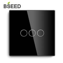 Bseed Touch Switch 3 Gang 1/2 Way Light Touch Switch With Glass Panel Black White Gloden Touch Switch EU UK Standard 2024 - buy cheap