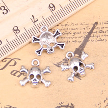 116pcs Jewelry Charms skull skeleton bone 15x14mm Antique Silver Plated Pendants Making DIY Handmade Tibetan Silver Jewelry 2024 - buy cheap