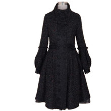 Winter Fashion Elegant Vintage women lantern sleeve Woolen Coat vintage Black double Breasted wool blends coat 2024 - buy cheap