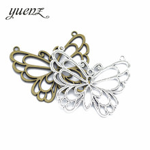YuenZ 2 uds 2 color mariposas de bronce antiguo encanto apto para pulsera brazalete pendientes DIY joyería de Metal 57*50mm D252 2024 - compra barato