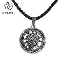 FENGLI Simple Geometric Men Necklace Vintage Slavic jewelry Male Punk Pendant Necklace Adjustable Rope Chain Choker Collier 2024 - buy cheap