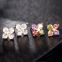 Hot Selling Multicolour AAA Cubic Zirconia Fashion Earrings for Women Girl Cute Romantic Clear Stone Stud Earrings  jewelry 2024 - buy cheap