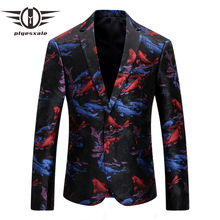 Plyesxale Men Blazer Designs Luxury Brand Mens Blazer Jacket Fashion Printed Fish Pattern Homens Blazer Classic Prom Suit Q217 2024 - buy cheap