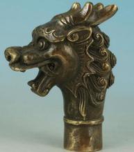 DYZ 325 + + + Азиатский Китайский Старый Бронзовый ручной резной дракон статуя трость головы 2024 - купить недорого
