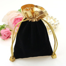 100 peças 9*12cm preto bolsa de veludo feminina sacola de cordão vintage para festa/joia/presente faça você mesmo bolsa de embalagem artesanal 2024 - compre barato