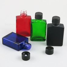20 x frascos de vidro quadrados pretos e azuis recarregáveis, âmbar transparente com tampa de cone fenólico, 30ml, 1oz de recipientes de óleo essencial 2024 - compre barato