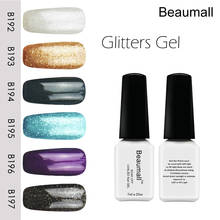 Beaumall Nail Art Gel Shining Glitters Series Colors#B192~B197, 7ml Volume Soak Off UV&LED Gel Lacquers Nail Polishes. 2024 - buy cheap