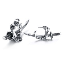 1Pair Vintage Punk Style Titanium Steel Katana Samurai knife Stud Earrings Biker Cool Personality Earring Men Retro Jewelry 2024 - buy cheap