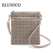 ELUNICO Ladies Leather Small Hollow Out Messenger Bag 2022 Spring Casual Shoulder Bags Handbags Women Famous Brands Clutch Bags 2024 - buy cheap