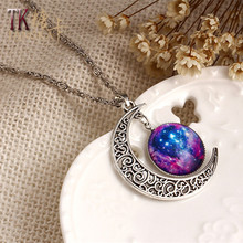 New fashion Moon Statement Necklace Glass Galaxy metal pendant necklaces necklace Sweater chain Decoration Jewelry choker 2024 - buy cheap