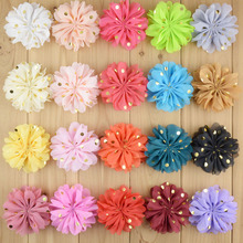 Lote de flores de gasa con volantes, 22 colores, 3 ", Flor del pelo para cabellos de niños, accesorios MH76, 300 2024 - compra barato