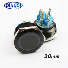 30mm Alumina metal push button switch flat ring round momentary 6 pin car switches reset latching fixation 12v 5v car switches 2024 - купить недорого