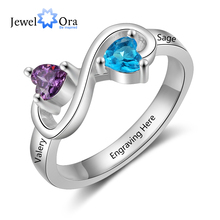 Personalized Jewelry 925 Sterling Silver Infinity Ring Custom Heart Birthstone & Name Ring Anniversary Gift (JewelOra RI103824) 2024 - buy cheap