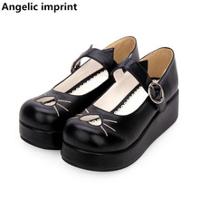 Angelic imprint woman mori girl lolita cosplay shoes lady mid wedges heels pumps women princess dress party shoes lovely hearts 2024 - buy cheap