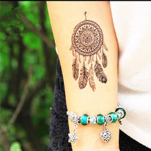 Waterproof Temporary Tattoo Sticker 10.5*6 cm black feather tattoo Dreamcatcher makeup girl elk Water Transfer Fake Flash tattoo 2024 - buy cheap