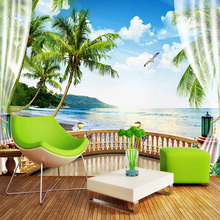 Self-Adhesive Wallpaper 3D Sea Landscape Balcony Murals Living Room TV Dining Room Waterproof Canvas Home Decor 3D Wall Stickers 2024 - buy cheap