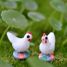 2PCS Cartoon White Hens Miniature Figures Home Decoration Mini Fairy Garden Animals Figurines House Ornaments Resin Craft 2024 - buy cheap