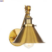 IWHD Antique Gold Long Arm Wall Lamp Vintage Bedroom Loft Industrial LED Wall Light Fixtures Applique Murale Luminaire Lighting 2024 - buy cheap