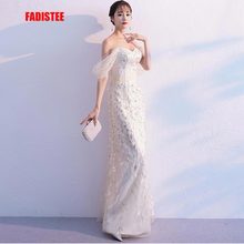 FADISTEE-Vestido clásico de fiesta de noche, elegante, con encaje de hojas, largo, estilo de sirena, novedad de 2019 2024 - compra barato