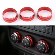 YAQUICKA Red 3Pcs/set Auto Car Air Conditioner Knob Switch Button Trim Cover Ring For Jeep Wrangler Patriot Compass 2011-2015 2024 - buy cheap