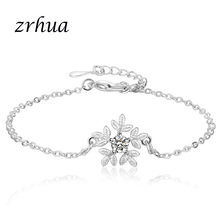 ZRHUA, серебро 925 пробы, высокое качество, браслет Snowflower, Модный женский серебряный ювелирный браслет для женщин и девушек, лучший подарок 2024 - купить недорого