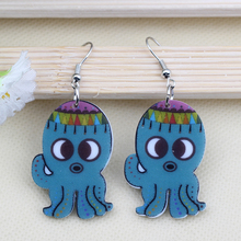 1 pair lovely octopus cute printing drop earrings acrylic new 2014 design spring/summer style for girls woman jewelry fashion 2024 - buy cheap