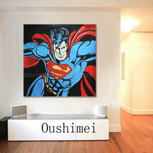 Professional Artist Handmade High Quality Abstract Modern Cartoon Hero Oil Painting on Canvas Superman and Batman Oil Painting 2024 - buy cheap