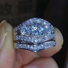 Size 5-10 Wholesale Free shipping jewelry 10kt white gold filled white 5A CZ Simulated stones Party Wedding women Ring set gift 2024 - buy cheap