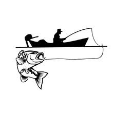 25.4*17.4 CENTÍMETROS de Moda Ao Ar Livre Esporte Recreativo Pesca Adesivos de Carro Adesivo de Vinil Cobrindo O Corpo Preto/Sliver C7-1336 2024 - compre barato