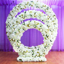 Arco de boda + Flor de seda artificial, accesorios para fiesta, hotel, boda, decoración de fondo de plomo, marco de soporte de flor de hierro, 1 Juego 2024 - compra barato