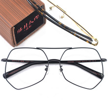 Products Retro Large Pure titanium Square Men Eyeglasses Frames Fashion Clean Lens Metal Eyewear Glasses for Women 2024 - buy cheap